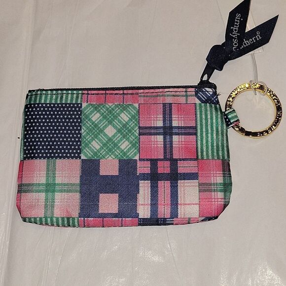 Simply Southern Cow Print Clutch And Keyring Card Holder Plaid - Picture 2 of 3